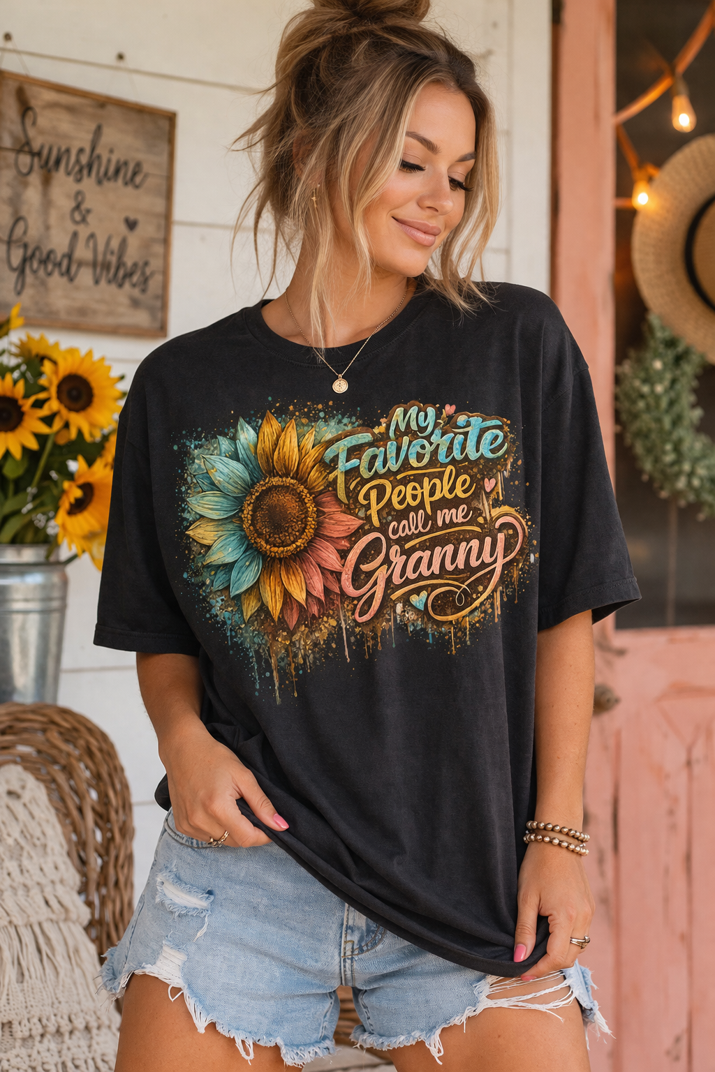 My Favorite People Call Me Granny Sunflower Tee
