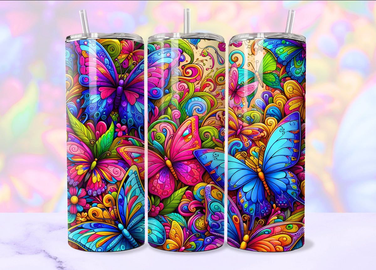🦋 Colorburst Butterfly 20oz Skinny Tumbler 🦋