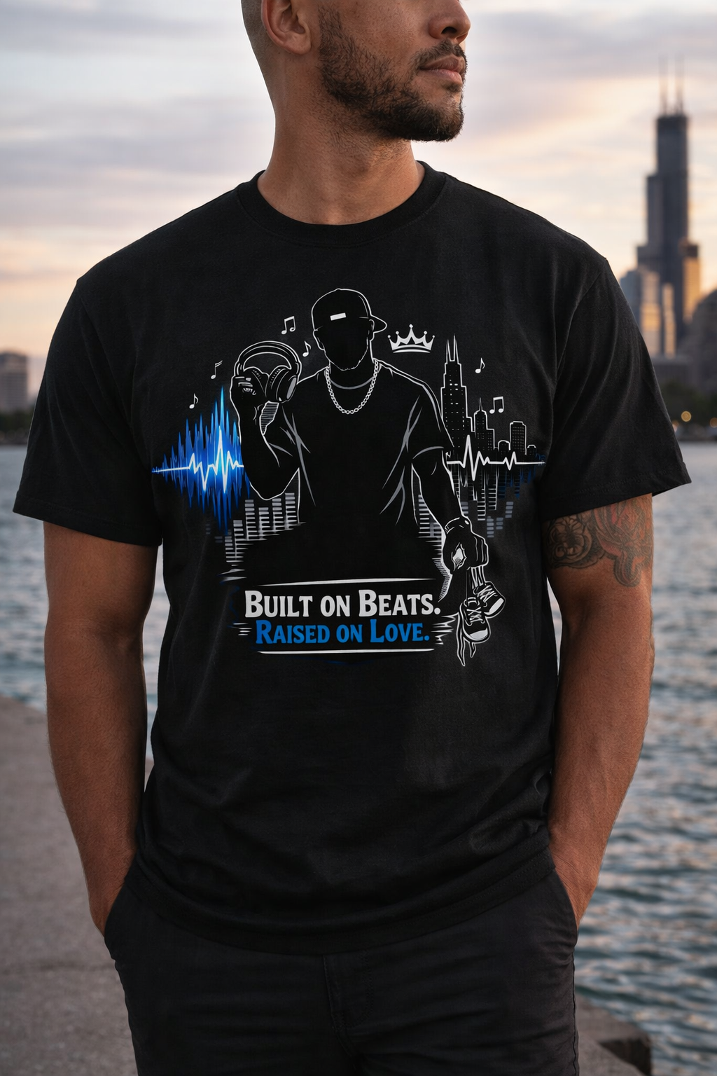 Built on Beats Raised on Love t-Shirt | Music Dad T-shirt | Fatherhood T-Shirt | Gift for Dad or Grandpa | Streetwear Graphic T-shirt