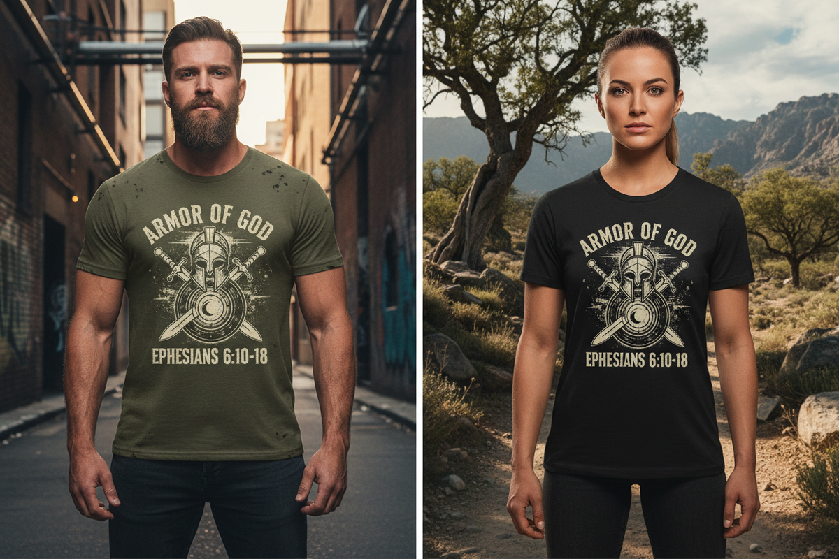 Armor of God Christian Graphic Tee – Ephesians 6:10 Faith Shirt | Unisex S-6XL